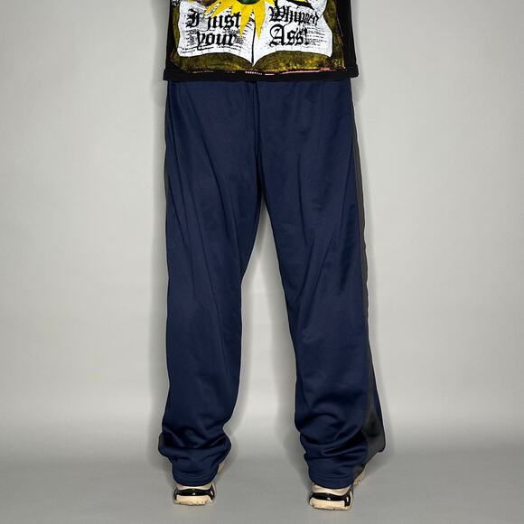 Vintage Y2K Nike Sweatpants Mens XL Baggy Wide Leg Navy Blue Grey Polyester - Picture 3 of 4